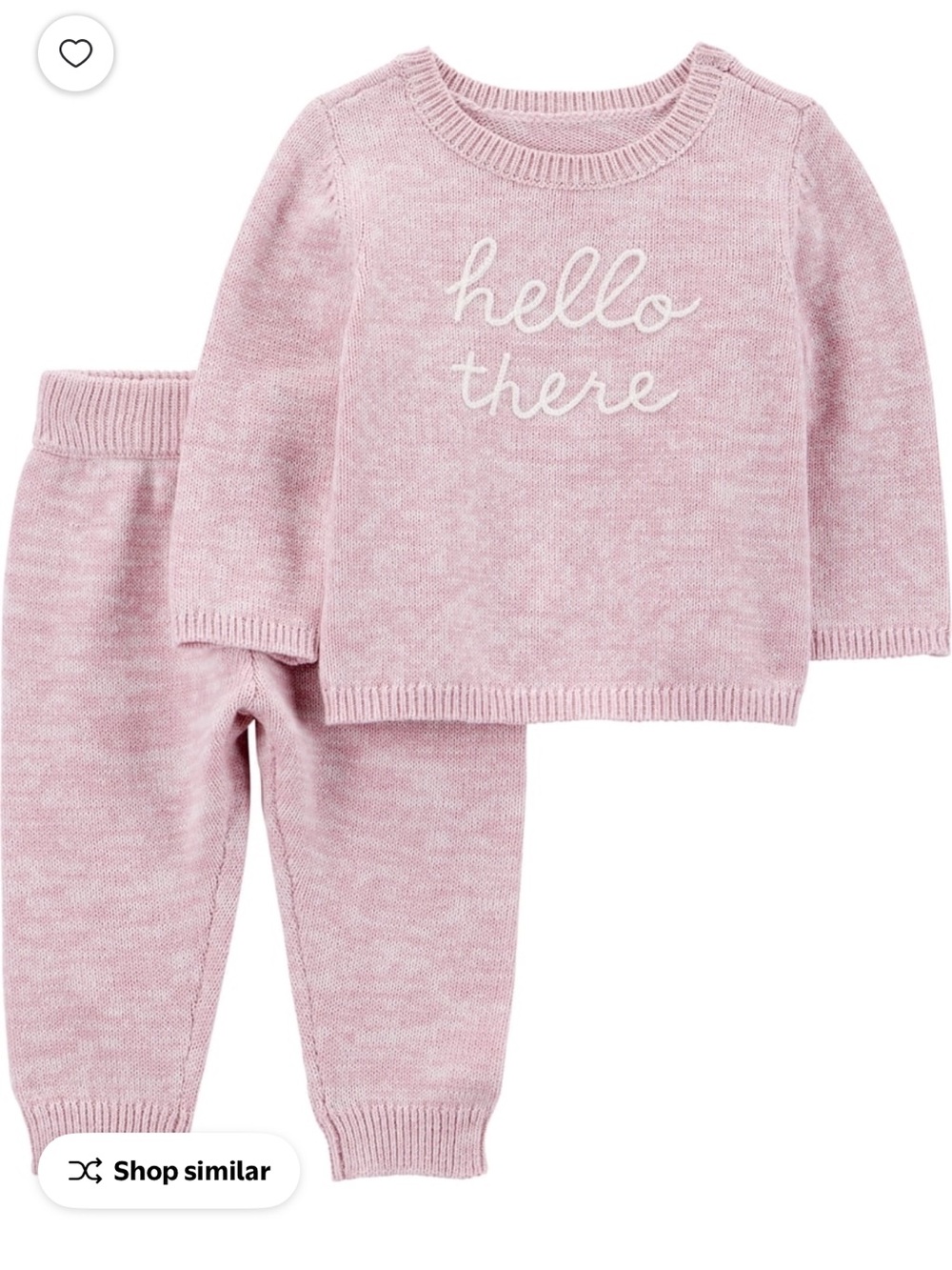 Carter's Size Newborn 'Hello There' Pink Knit Baby Sweater Set NWT